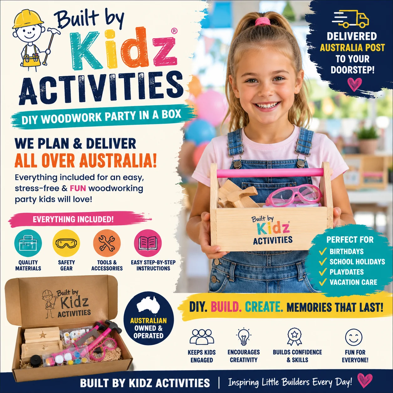 Built By Kidz Activities - Workshops | Woodwork Party Box 0D30E16F 15D8 4BC9 BC12 950640C1D6ED