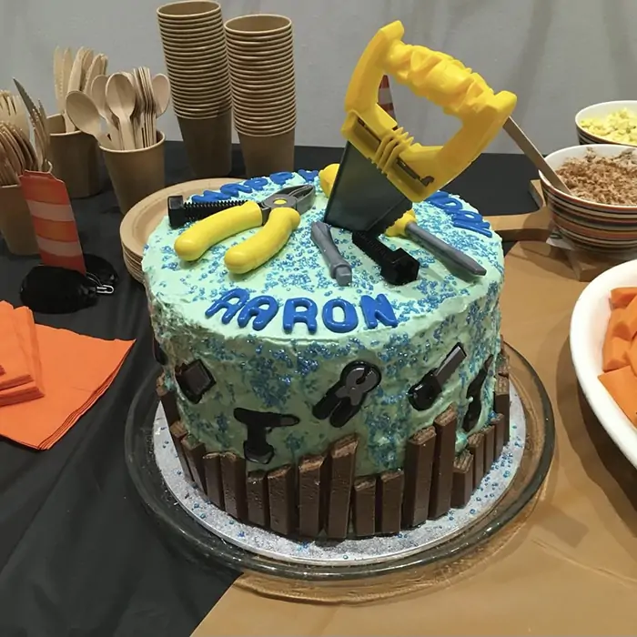 Built By Kidz Activities - Workshops | Woodwork Party Box construction birthday cake